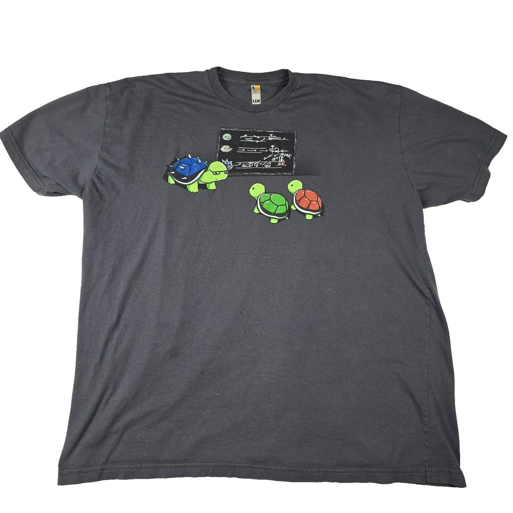 Shirt.Woot! Mens 3X Charcoal Gray Video Game Turtle Graphic T-Shirt Blue Shell